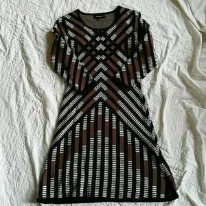 Nine West Black, Brown, Off-white Abstract Dress